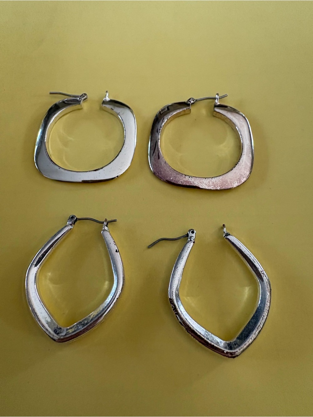 K3 Silver Hoop Earrings - Modern Geometric Style Two pairs